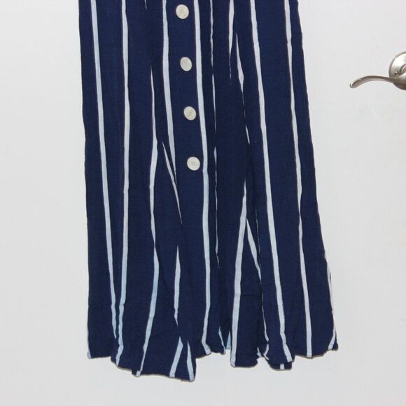 Zara Navy Blue & White Stripes Button Details midi Dress Women's Size M - Picture 4 of 13